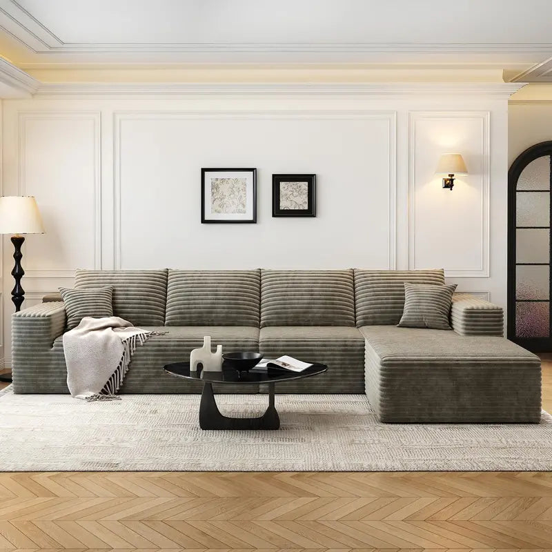Cloud Modular L-Shaped Sectional Sofa  107.5-Inch Minimalist Corner Lounge with Deep Seating