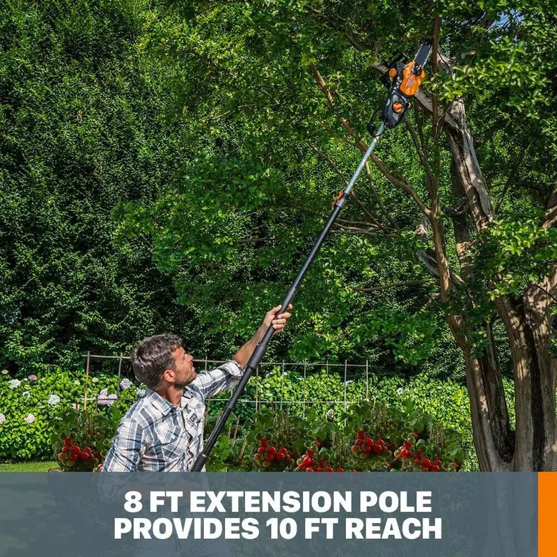2-in-1 Electric Pole Saw & Chainsaw Trimmer  Auto-Tension, Corded Power Tool