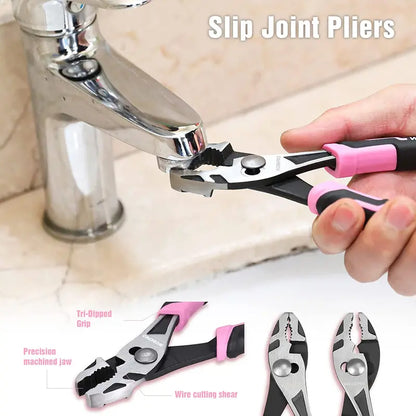 WORKPRO 4-Piece Pink Pliers Set  Ergonomic Grip Tools with Pink Ribbon Packaging