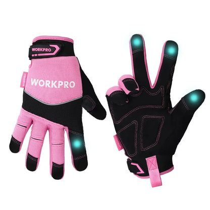 WORKPRO Touchscreen Safety Work Gloves  Terry-Lined, Non-Slip Pink Gloves (M/L)