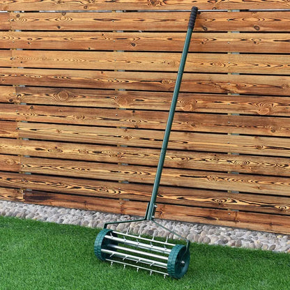 Rolling 18-Inch Lawn Aerator  Heavy-Duty Rotary Spike Aeration Tool for Gardens and Yards
