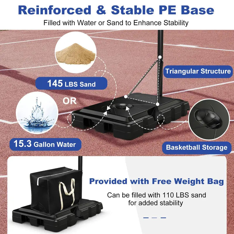 Height-Adjustable Portable Basketball Hoop  5-Tier Outdoor Goal System (810 ft Range)