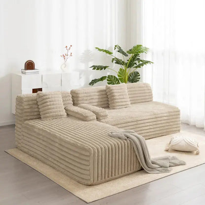 Cloud Modular Sectional Sofa  L-Shaped Upholstered Couch with Two Decorative Throw Pillows