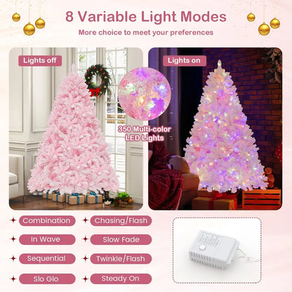6-Foot Pink Snow-Flocked Christmas Tree  Pre-Lit Holiday Decoration for Home or Office