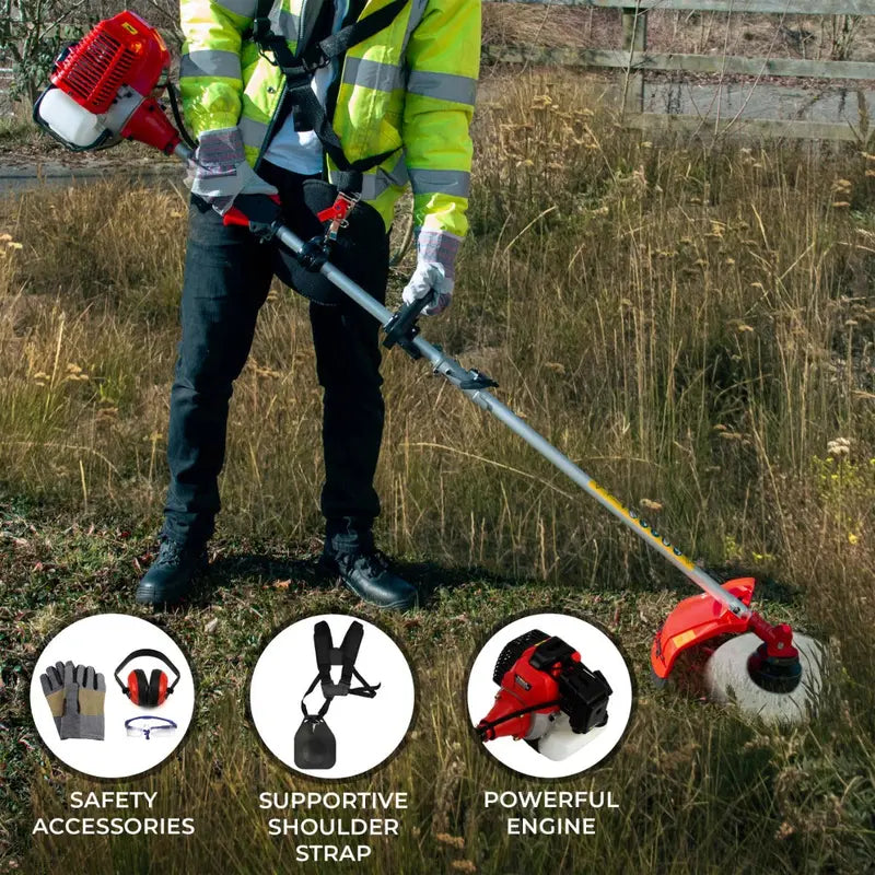 T-Mech 52cc 5-in-1 Petrol Garden Multi-Tool  Brush Cutter, Trimmer, Edger & More