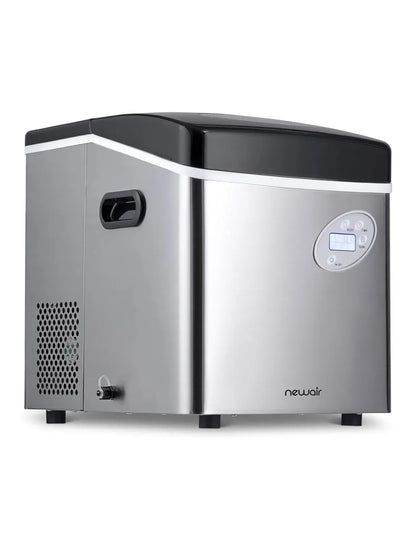 Newair Portable Ice Maker 50 lb. Daily, 12 Cubes in Under 7 Minutes - Compact Countertop Design - 3 Size Bullet Shaped Ice - for Kitchen/Office/RV/Bar - Stainless Steel