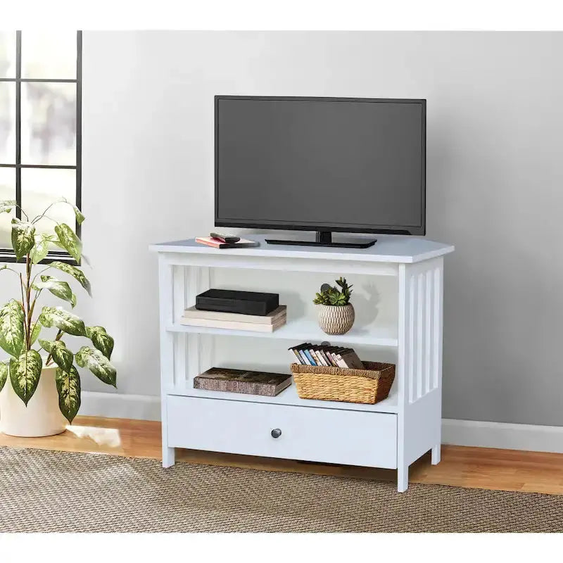 Mission-Style Corner TV Stand  Solid Hardwood Entertainment Console for Compact Living Spaces