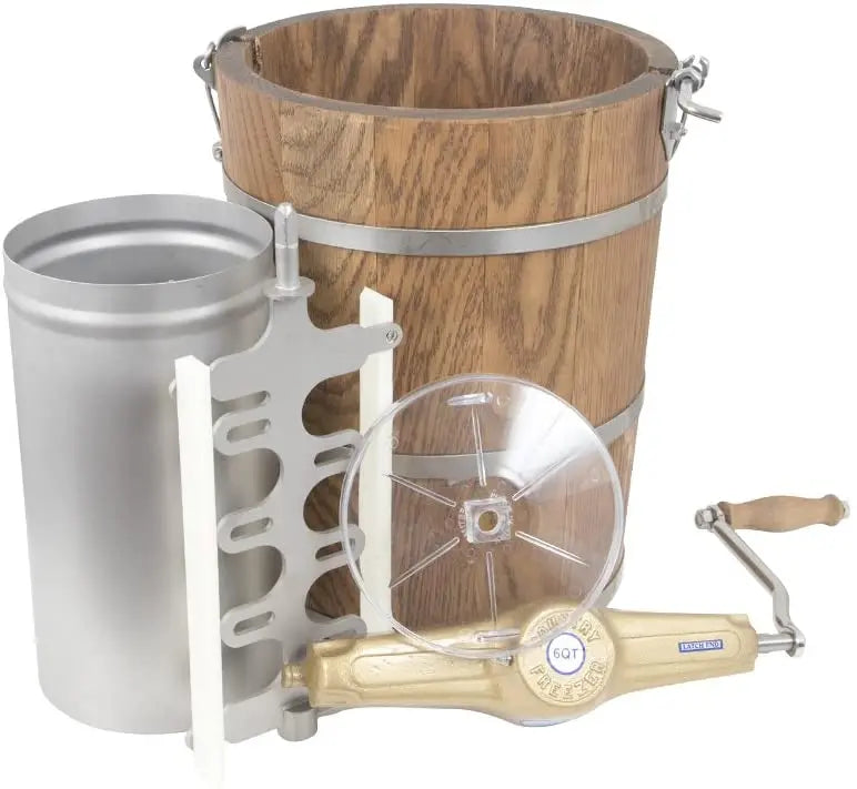 6-Quart Hand-Crank Ice Cream Maker  Classic Wooden Tub Design