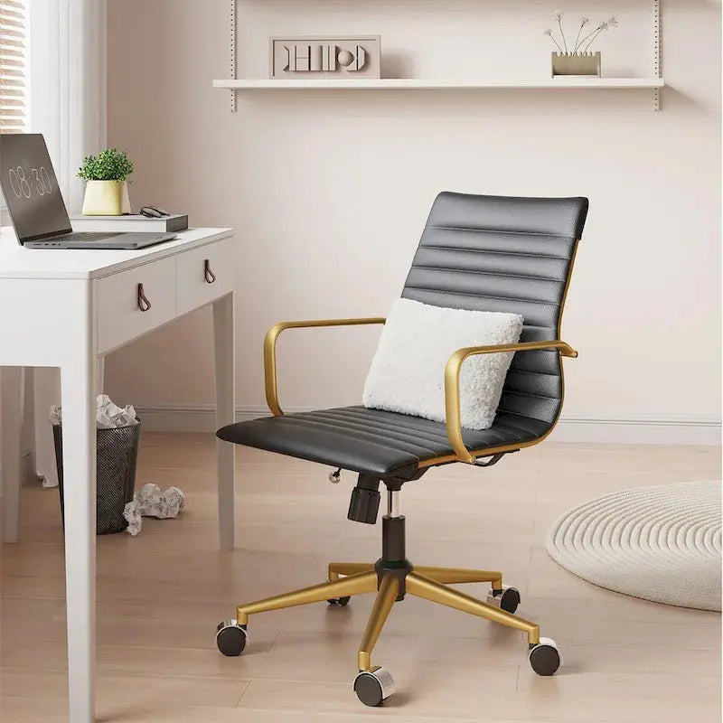 LUXMOD Ribbed Ergonomic Office Chair  Breathable Mesh Back & Adjustable Seat