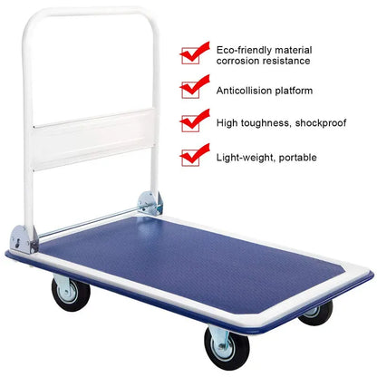 Heavy-Duty Folding Platform Cart  660 LB Capacity Flatbed Dolly with Smooth-Rolling Casters