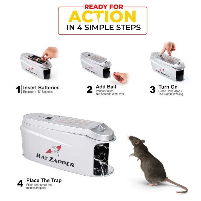 Teal Elite Electric Mouse Trap  Silver Rodent Zapper, LED Alert Light, Modern Indoor Pest Control (RZ100-B)