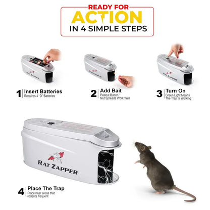 Teal Elite Electric Mouse Trap  Silver Rodent Zapper, LED Alert Light, Modern Indoor Pest Control (RZ100-B)