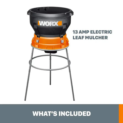 Worx WG430 13 Amp Electric Leaf Mulcher, 53 Gallon Capacity, Flex-a-Line System, Portable & Easy Storage