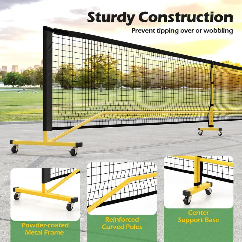 22-Foot Regulation Pickleball Net System  Powder-Coated Steel Frame with Adjustable Height and Weather-Resistant Net