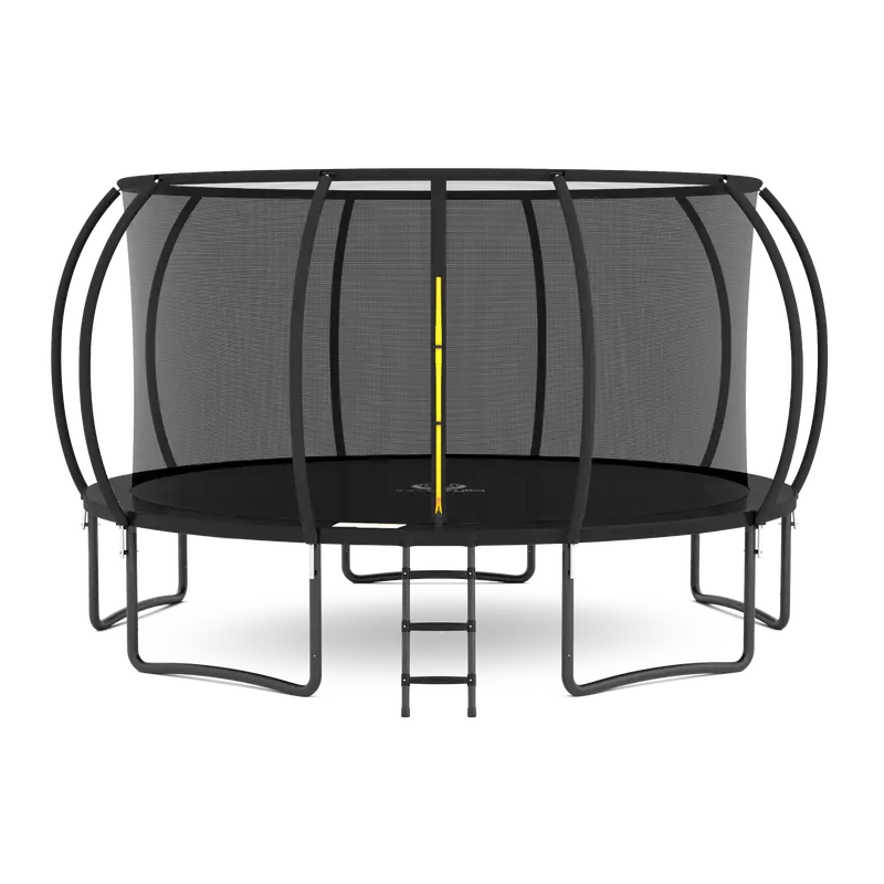 Jumpzylla 16-Foot Enclosed Trampoline with Dual-Tone Safety Pad  ASTM-Certified, Stable 4-Leg Design