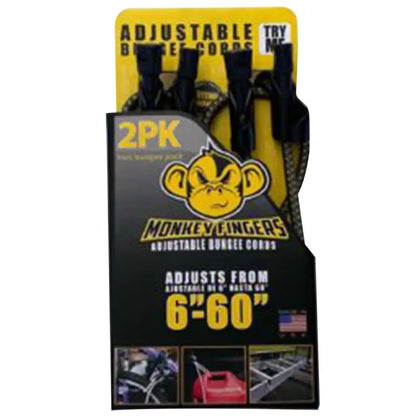 Monkey Fingers Adjustable Bungee Cord, 6″-60″, 2 Count