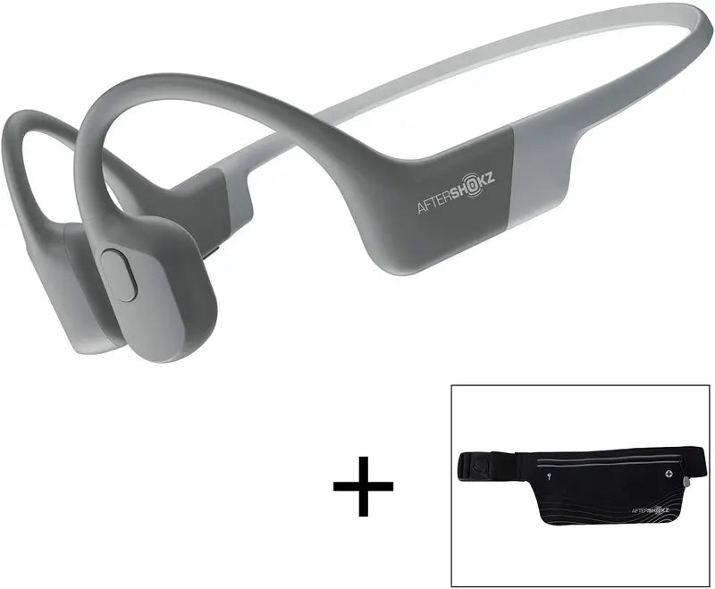 Aftershokz Aeropex Open-Ear Bone Conduction Headphones  Lightweight Sport-Fit with Adjustable Belt, Cosmic Black