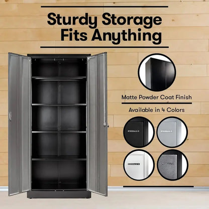 Heavy-Duty Steel Garage Locker  71-Inch Tall Multipurpose Storage Cabinet with Adjustable Shelves and Secure Locking Doors