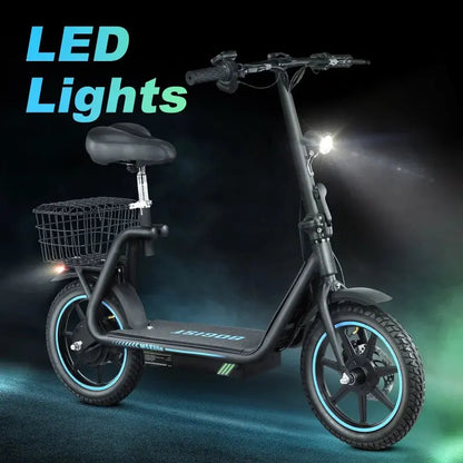 BOGIST M5 Elite Electric Scooter for Adults  500W (800W Peak) Motor, 25 MPH Top Speed, 45 KM Range, Integrated Seat & Basket, Blue