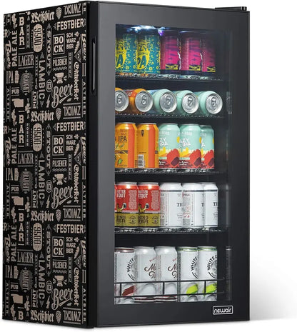 EUHOMY Beverage Refrigerator  Freestanding 126-Can Cooler with Right-Swing Glass Door