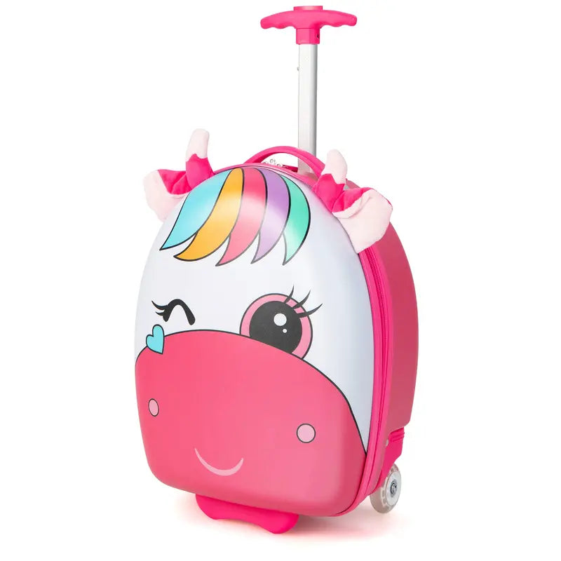 16-Inch Kids Carry-On Luggage with LED Light-Up Wheels & Waterproof Hard Shell