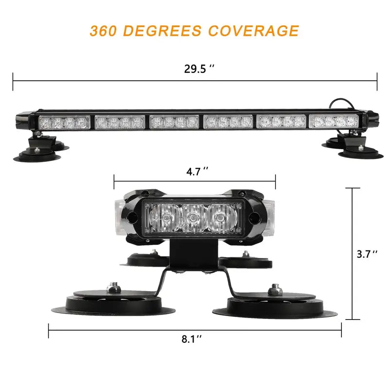 ASPL 29.5-Inch 54-LED Strobe Light Bar  Heavy-Duty Magnetic Mount Warning Light