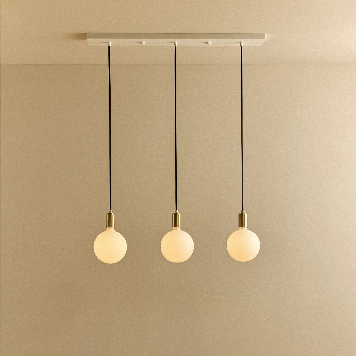 Linear Triple Pendant in Brass + Sphere IV