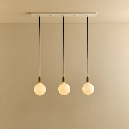 Linear Triple Pendant in Brass + Sphere IV