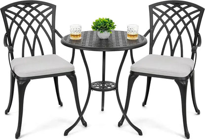 NUU GARDEN 3-Piece Aluminum Bistro Set — Outdoor Patio Table & Two Chairs for Small Spaces
