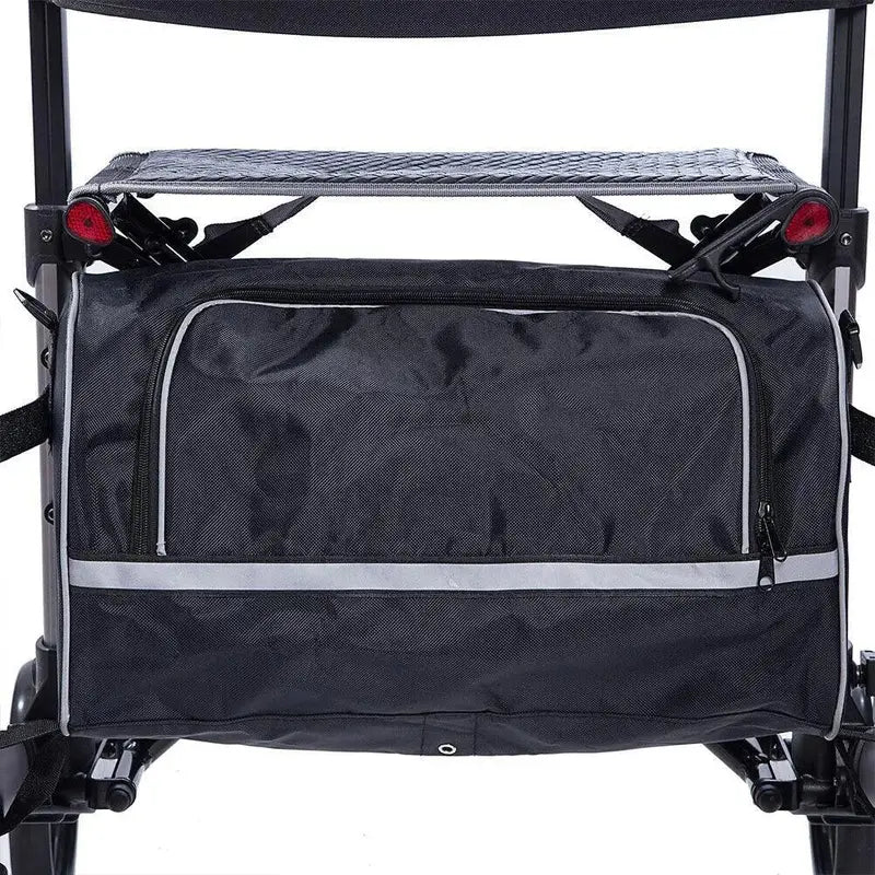 Heavy-Duty Upright Rollator Walker  Sturdy Standing Frame with Brakes, Seat, and Storage Bag for Seniors and Mobility Support