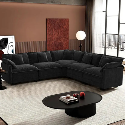ihanherry 146-Inch Modern U-Shaped Modular Cloud Sofa  Customizable Layout