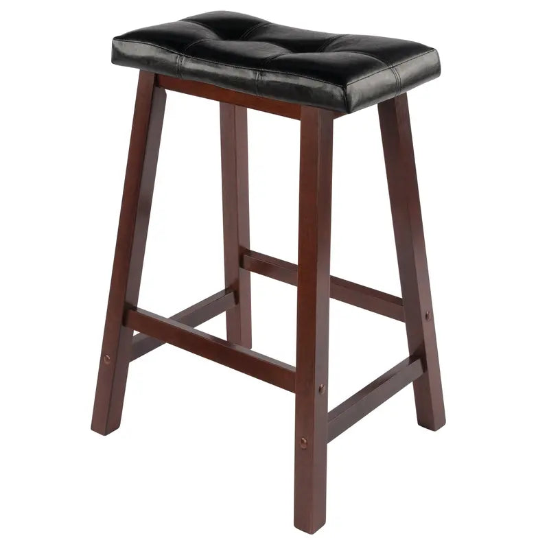 Winsome Wood Mona Cushion Saddle Seat Counter Stool, Black and Walnut