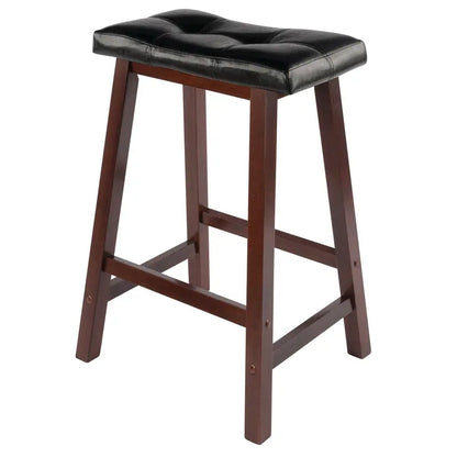 Winsome Wood Mona Cushion Saddle Seat Counter Stool, Black and Walnut