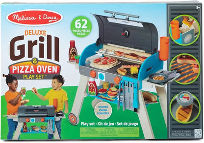 Wooden Luxury Pretend Grill & Pizza Oven Toy  Smoker-Inspired Cooking Role-Play Set
