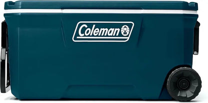 Coleman 100-Quart Insulated Rolling Cooler  Leak-Proof Hard-Sided Outdoor Cooler with 5-Day Ice Retention