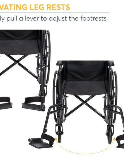 Drive Medical Silver Sport 1 Lightweight Wheelchair  Full Arms & Swing-Away Removable Footrests