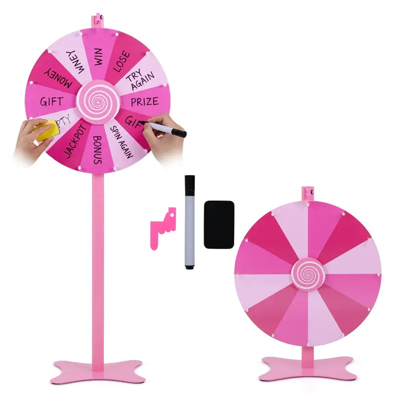 18-Inch or 24-Inch Adjustable Prize Wheel Kit with Chalkboard Marker, Eraser, and Spare Pointer