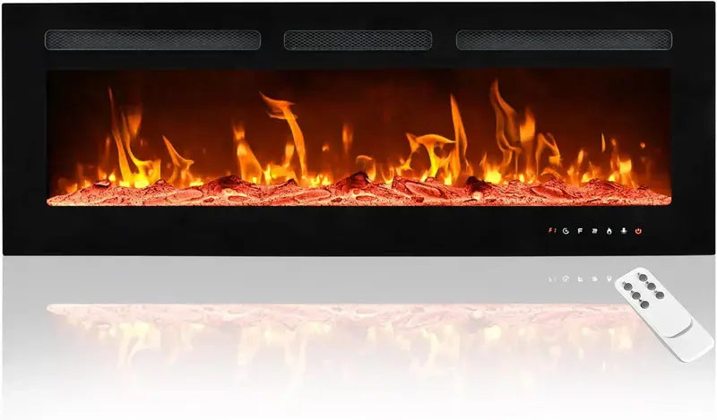 EUHOMY 50-Inch Recessed Electric Fireplace with Adjustable Flame Colors and Built-in Heater