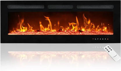 EUHOMY 50-Inch Recessed Electric Fireplace with Adjustable Flame Colors and Built-in Heater