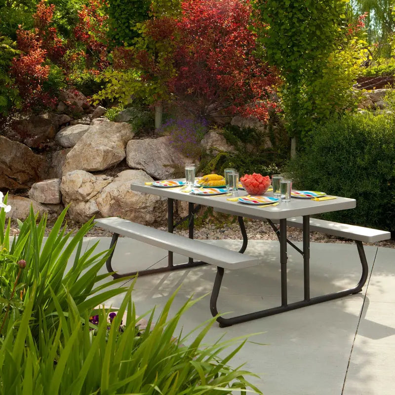 Lifetime 6-Foot Folding Picnic Table  Durable Putty-Colored Outdoor Table (Model 22119)