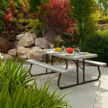 Lifetime 6-Foot Folding Picnic Table  Durable Putty-Colored Outdoor Table (Model 22119)