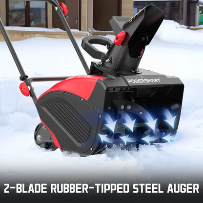 PowerSmart 18″ Corded Electric Snow Blower, 15A Motor, Lightweight, 180° Chute Adjustment