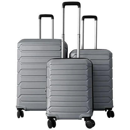 Lightweight 3-Piece Hardshell Spinner Luggage Set — 20/24/28 Inch (Classic Cross Stripe Design)