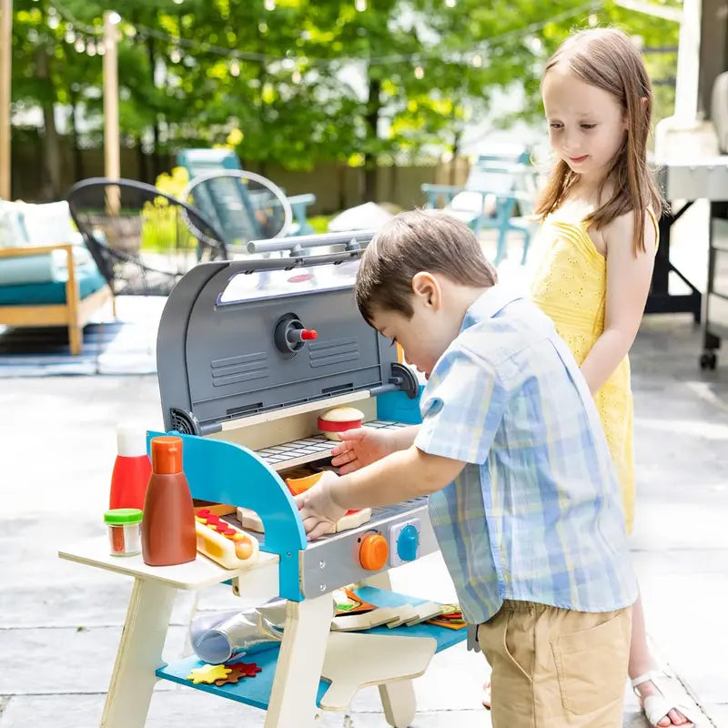 Wooden Luxury Pretend Grill & Pizza Oven Toy  Smoker-Inspired Cooking Role-Play Set