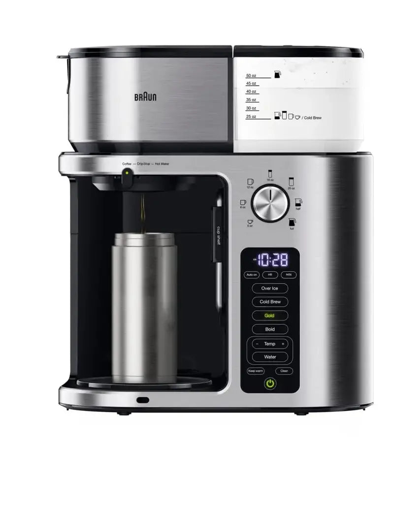 Braun MultiServe Plus Coffee Maker  10-Cup Capacity, 7 Brew Options Including Cold Brew, Stainless Steel Housing (Model KF9370SI)