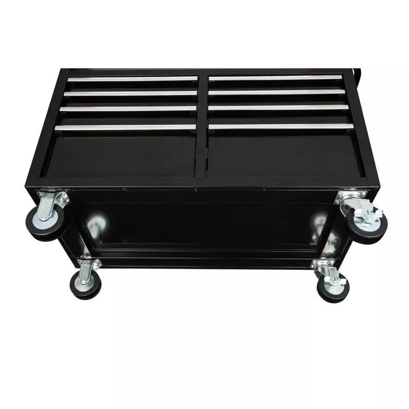 46″ W × 24″ D 9-Drawer Gloss Black Mobile Tool Chest  Heavy-Duty Workbench with Casters