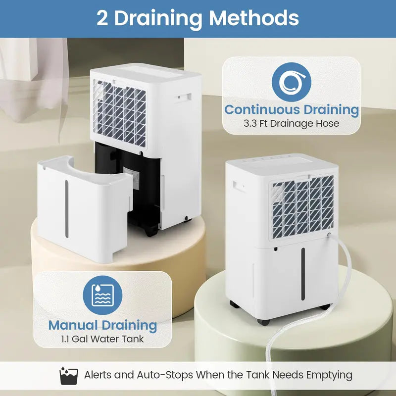 54-Pint Quiet Basement Dehumidifier  4-Liter Tank, Three Operating Modes & Programmable Timer