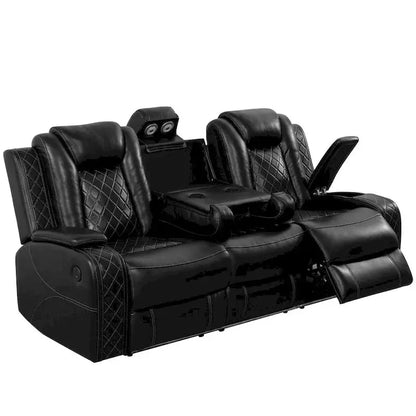 Modern 3-Piece Leather Recliner Set — Includes LED Lighting & Wireless Charging Ports