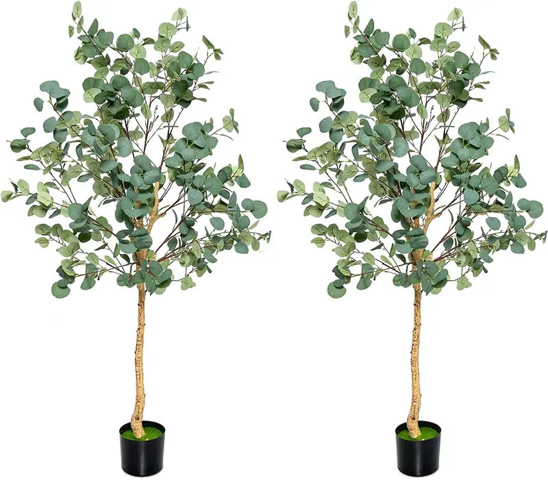 5.5-Foot Faux Eucalyptus Tree  Lifelike Silver Dollar Leaf Plant in Decorative Pot