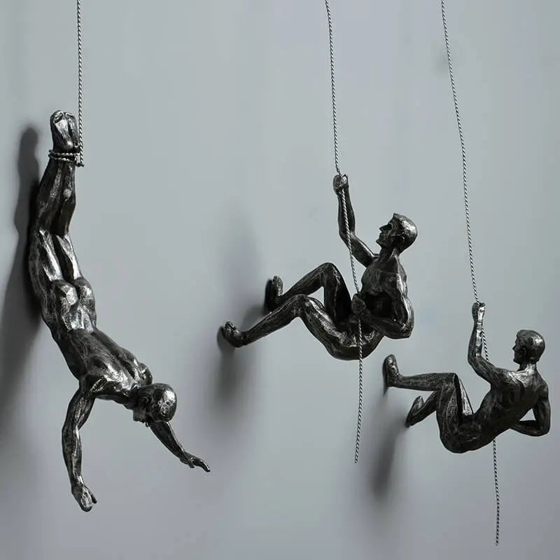 Contemporary Climbing Figure Wall Art  Minimalist Accent Piece